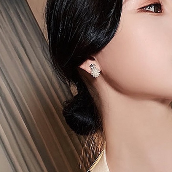 New Free People Pineapple Fruit Stud Earrings ~ Minimalist Vibes - Picture 11 of 13